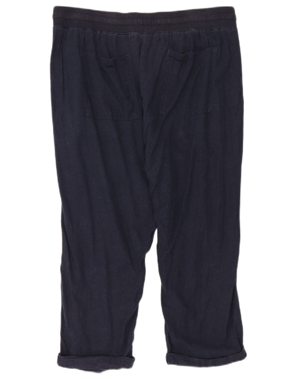 Pantaloni corti da donna M&Co UK 18 XL W38 L24 Lino blu navy