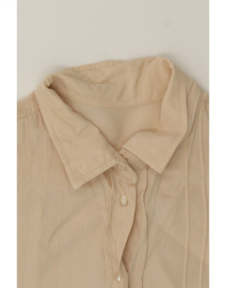 VINTAGE Womens Shirt Blouse UK 14 Medium Beige Vintage Vintage and Second-Hand Vintage from Messina Hembry 