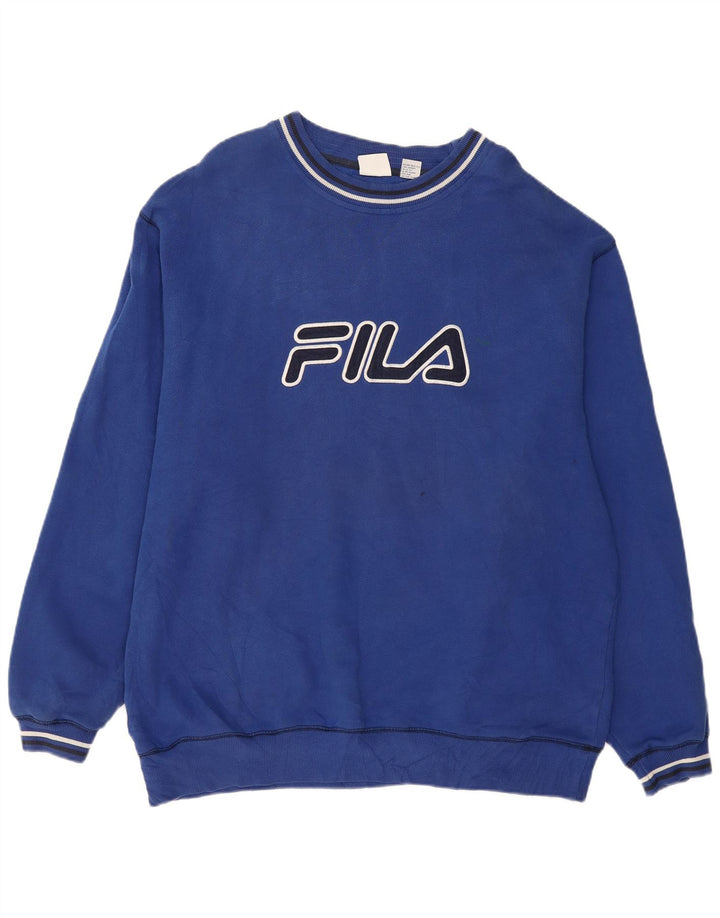 Felpa grafica da uomo FILA Maglione 2XL Cotone blu