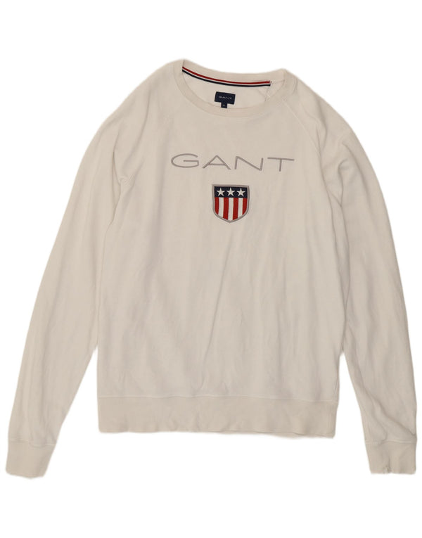 Gant Felpa grafica da uomo Maglione XL Cotone bianco