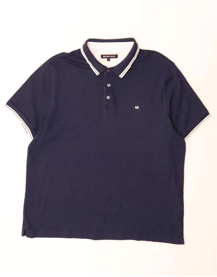 Polo regolare da uomo Michael Kors XL in cotone blu navy