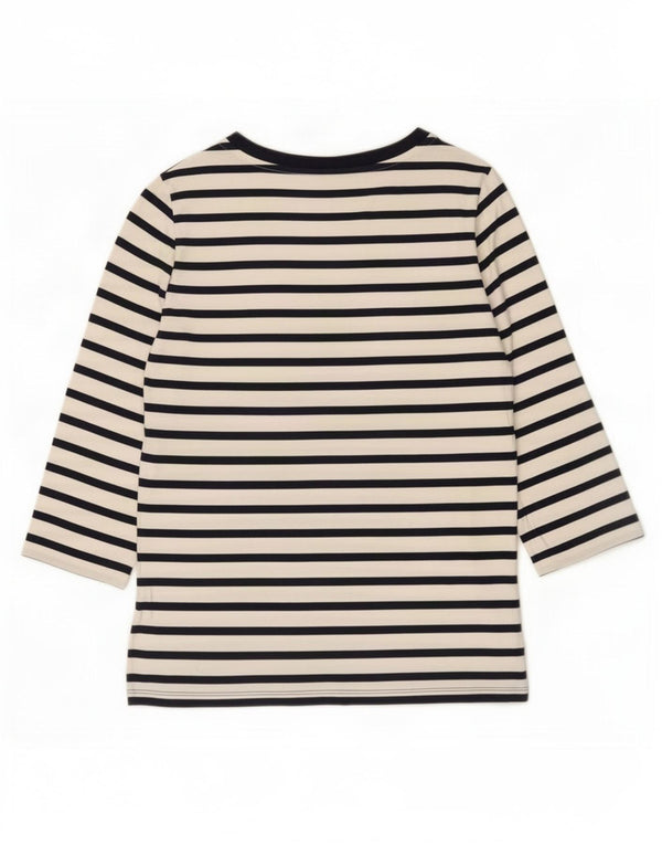 Tommy Hilfiger Top da donna manica 3/4 UK 10 Small White Striped Nautical