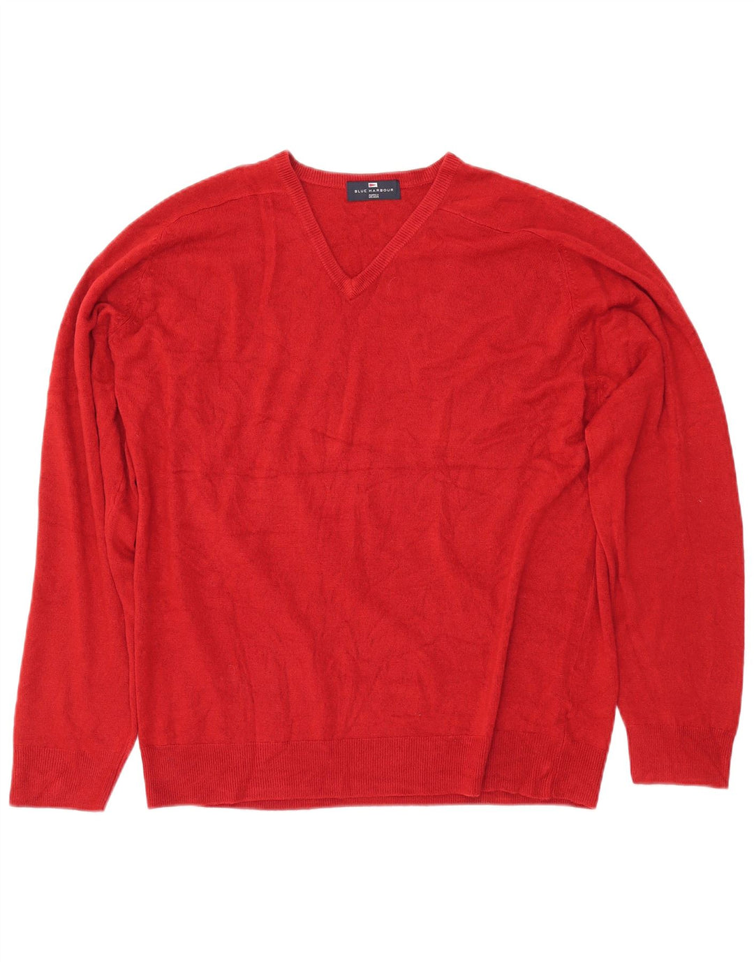 MARKS & SPENCER Maglione da uomo con scollo a V blu Harbour Grande acrilico rosso