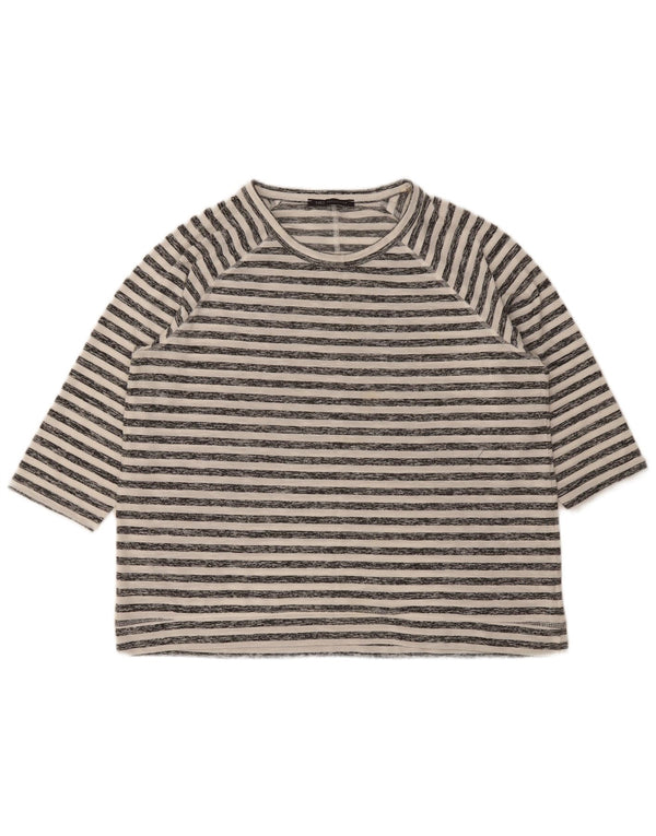 Marks & Spencer Top da donna manica 3/4 UK 16 Large White Striped