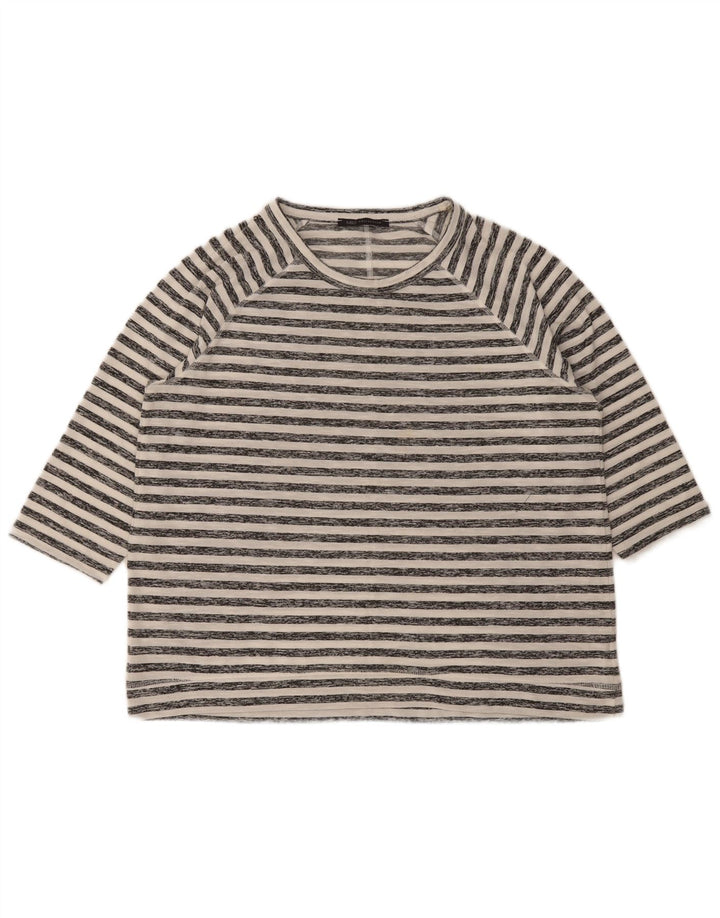 Marks & Spencer Top da donna manica 3/4 UK 16 Large White Striped