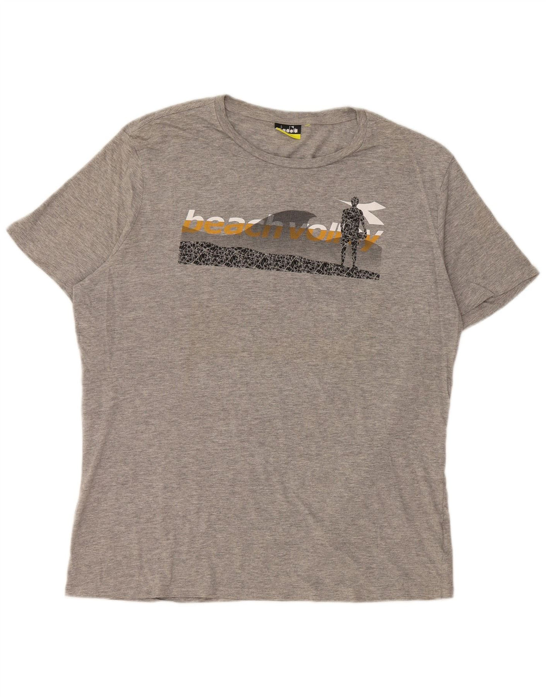 T-shirt grafica da uomo DIADORA Top XL in cotone grigio