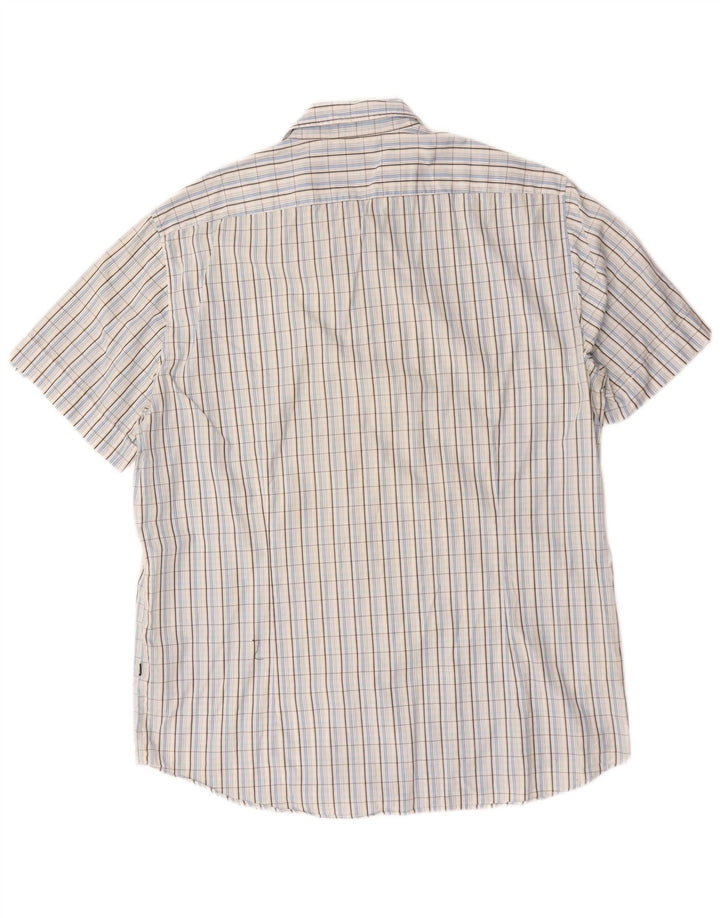 Camicia a maniche corte da uomo Hugo Boss XL in cotone a quadri blu