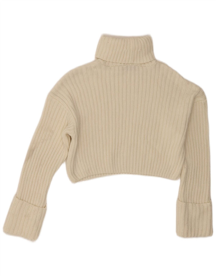 Maglione corto oversize a collo alto da donna Zara UK 10 piccolo bianco