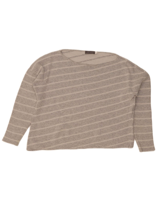 MINT VELVET Top da donna a maniche lunghe UK 14 Nylon a righe grigie grandi