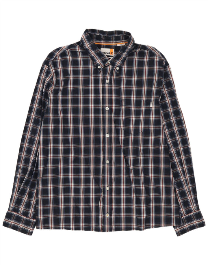 Camicia Timberland da uomo con vestibilità regolare, motivo a quadri blu navy medio