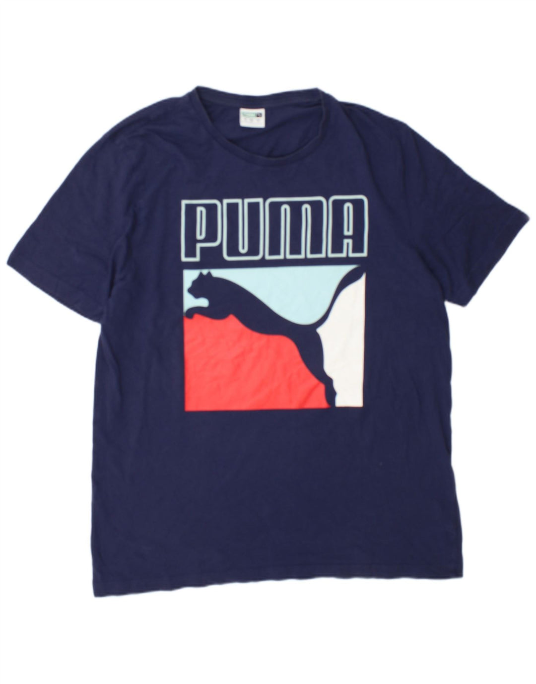 T-shirt grafica da uomo Puma Top Large in cotone blu navy