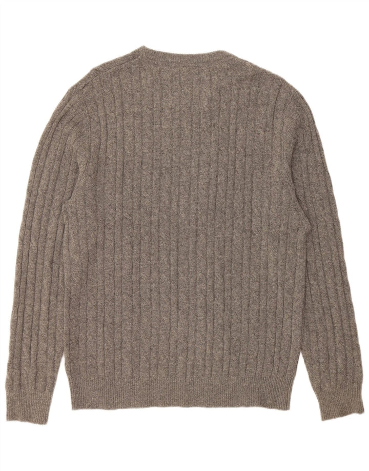 JACK WILLS Maglione girocollo da uomo XL in lana merino grigia