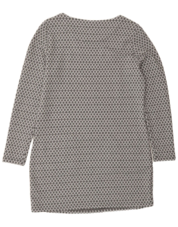 Abito basico a maniche lunghe da donna Joules UK 10 Piccolo cotone geometrico grigio