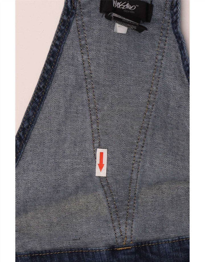 Mossimo Pantaloncini di jeans elasticizzati da donna con salopette media W30 in cotone blu