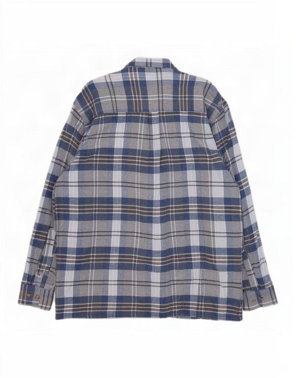 Camicia Fellini da uomo in flanella 2XL in cotone a quadri blu