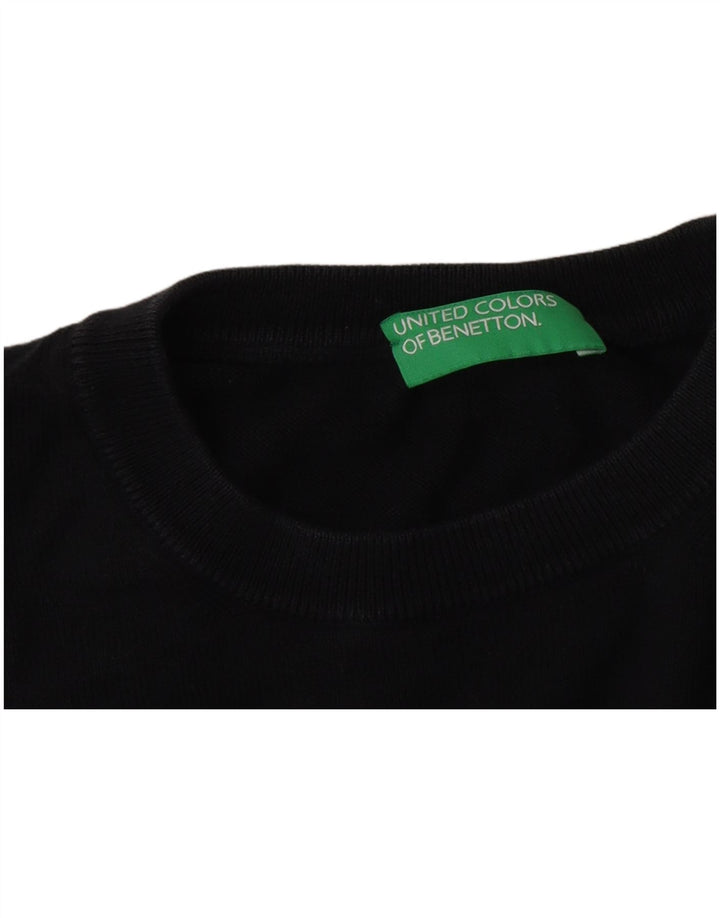 Maglione maglione girocollo da uomo Benetton medio nero classico
