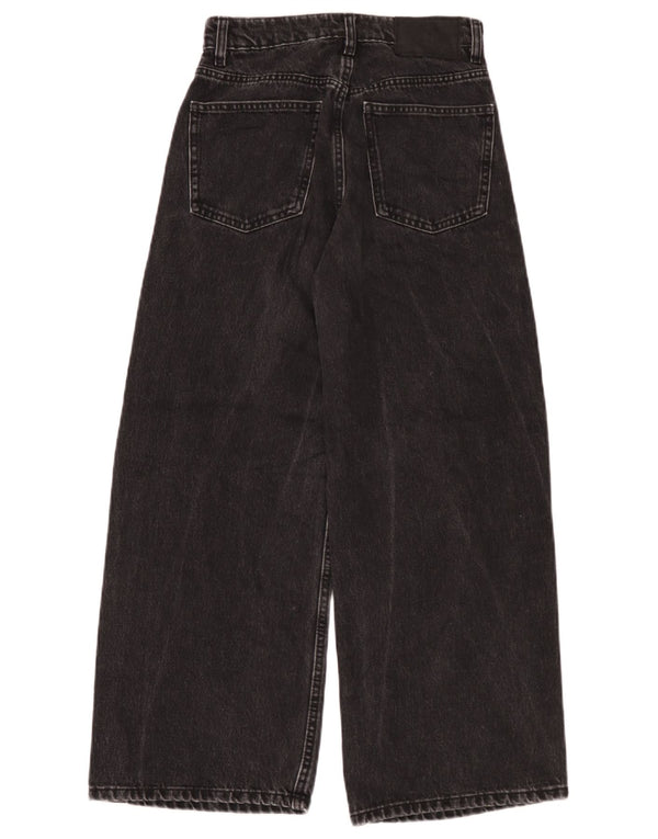 Jeans Zara da donna a gamba larga a vita alta EU 36 XS W26 L26 cotone nero