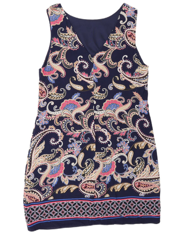 Wallis Abito tubino senza maniche da donna UK 14 Medio blu navy con motivo cachemire