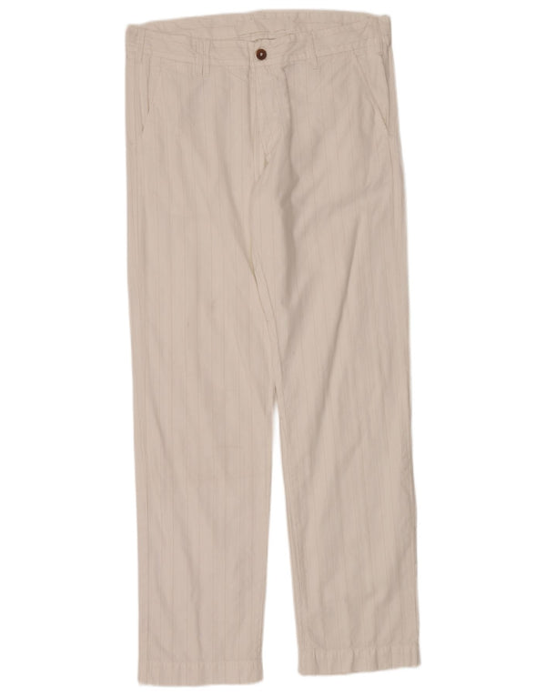 Pantaloni chino dritti da uomo Marlboro Classics W36 L34 cotone a righe bianche