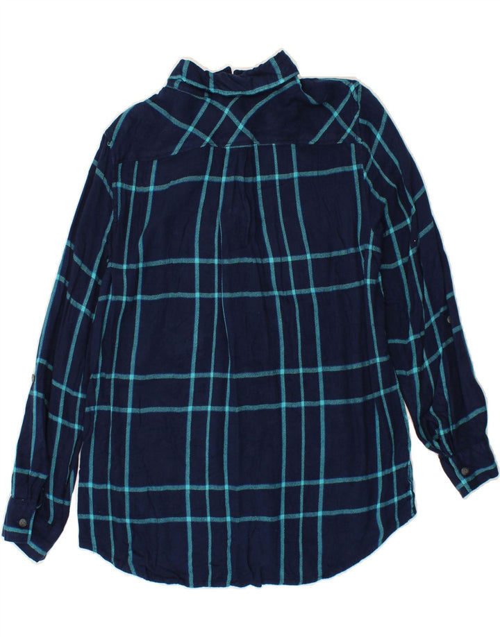 EDDIE BAUER Womens Flannel Shirt UK 14 Medium Navy Blue Check Rayon Vintage Eddie Bauer and Second-Hand Eddie Bauer from Messina Hembry 