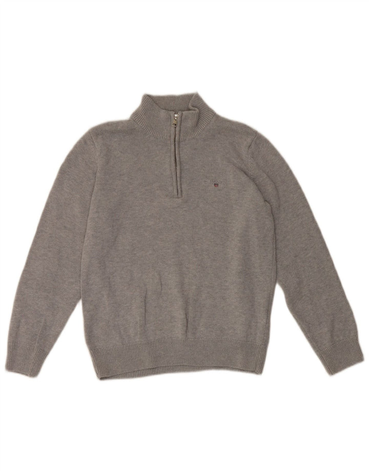 Maglione Gant da ragazzo con zip e collo 11-12 anni in cotone grigio