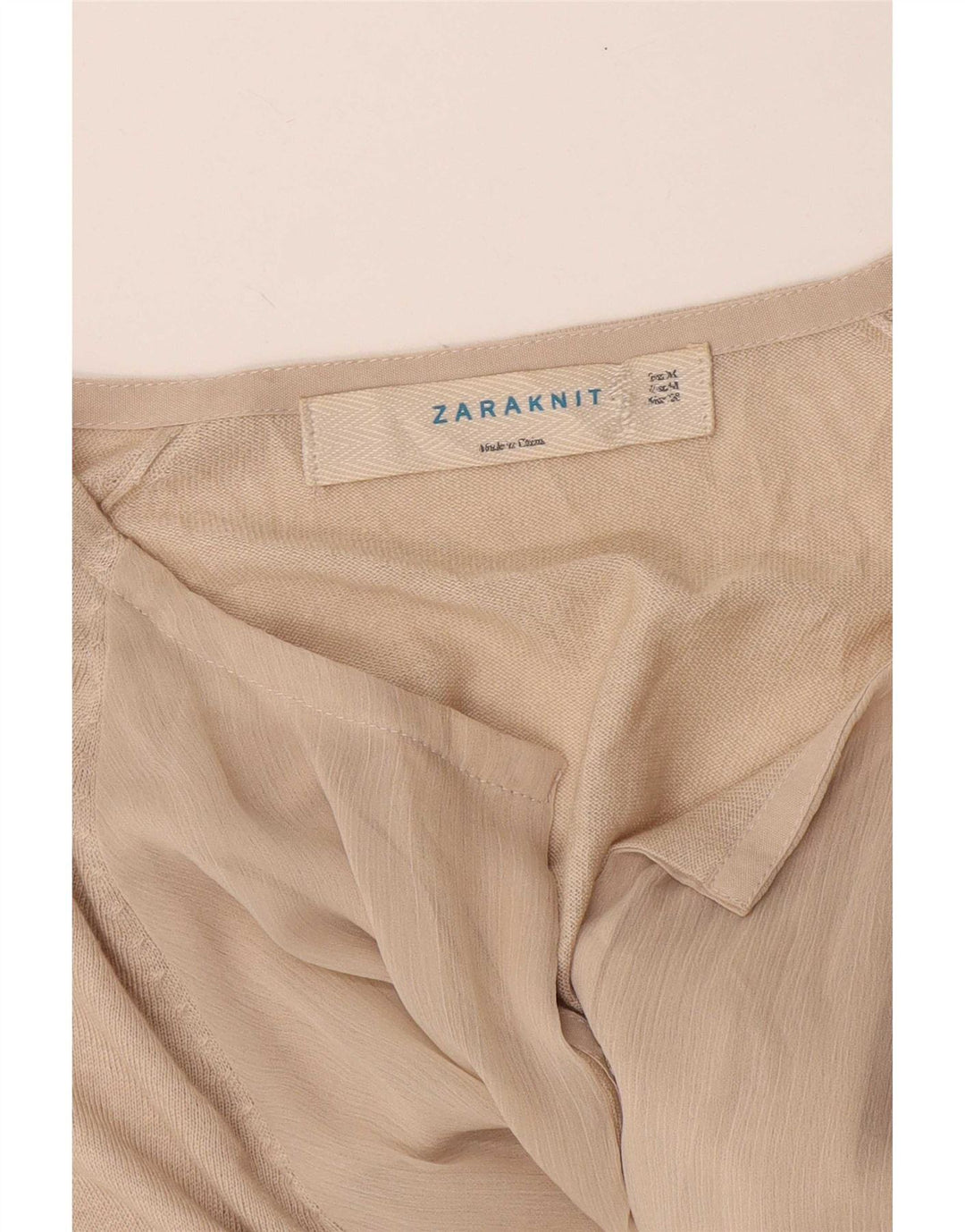 Top cardigan a maniche lunghe da donna Zara UK 12 Beige medio