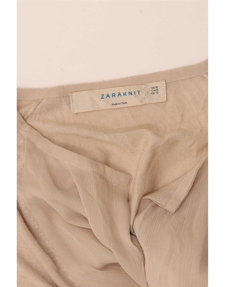 Top cardigan a maniche lunghe da donna Zara UK 12 Beige medio