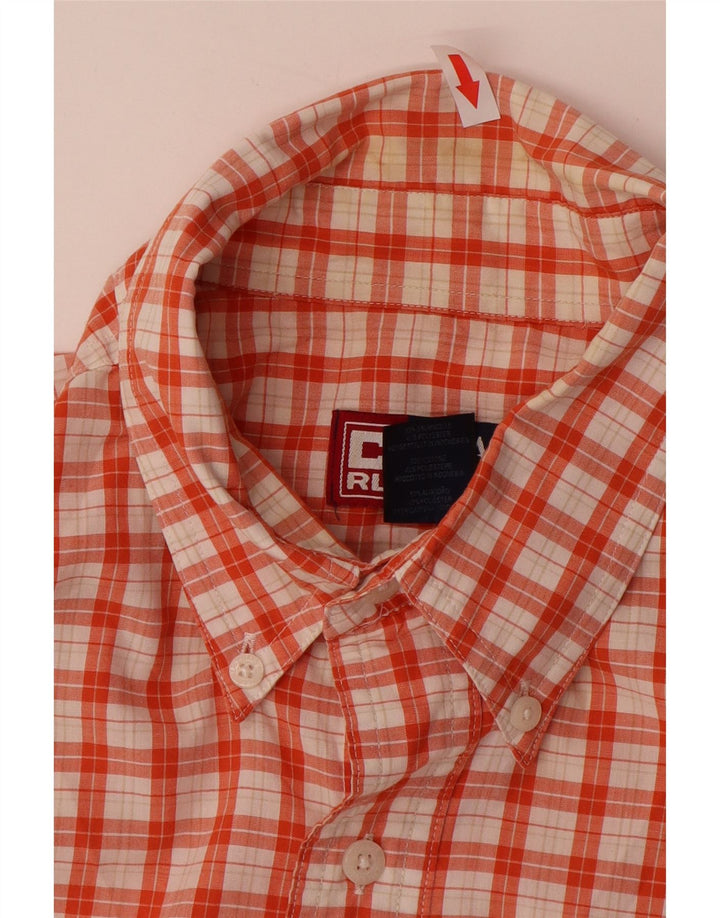 CHAPS RALPH LAUREN Camicia a maniche corte da uomo in cotone a quadri arancione medio