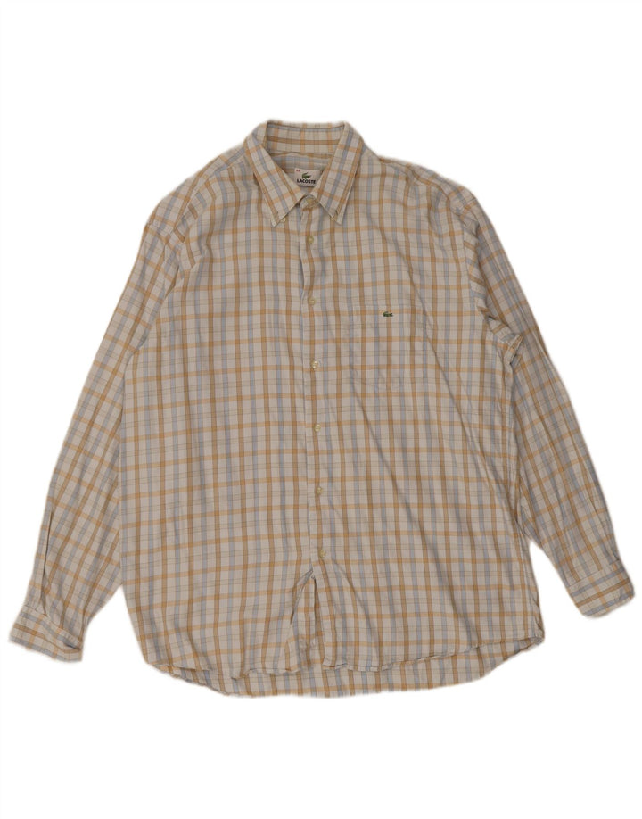 Camicia da uomo Lacoste taglia 44 XL a quadri bianco sporco