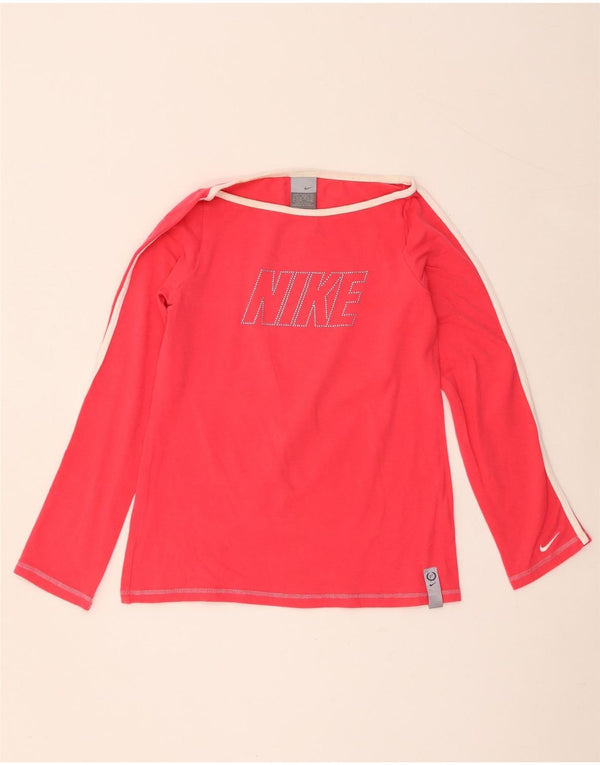 Top grafico da donna Nike manica lunga UK 14/16 Large Pink Colourblock