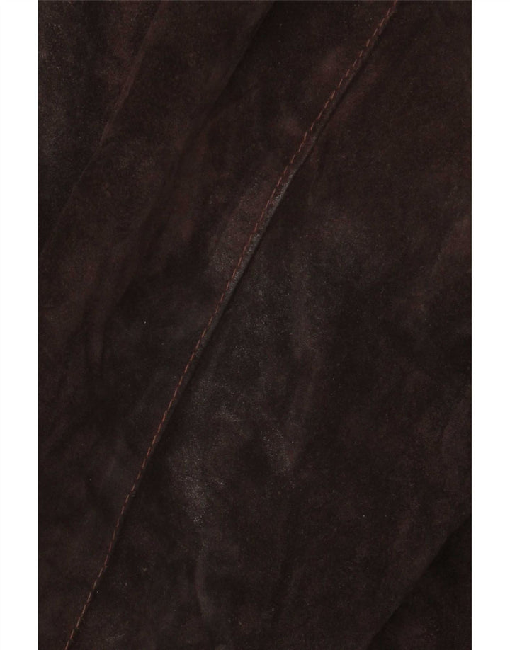 Giacca vintage in pelle scamosciata dal taglio ampio da uomo UK 36 piccola in pelle marrone