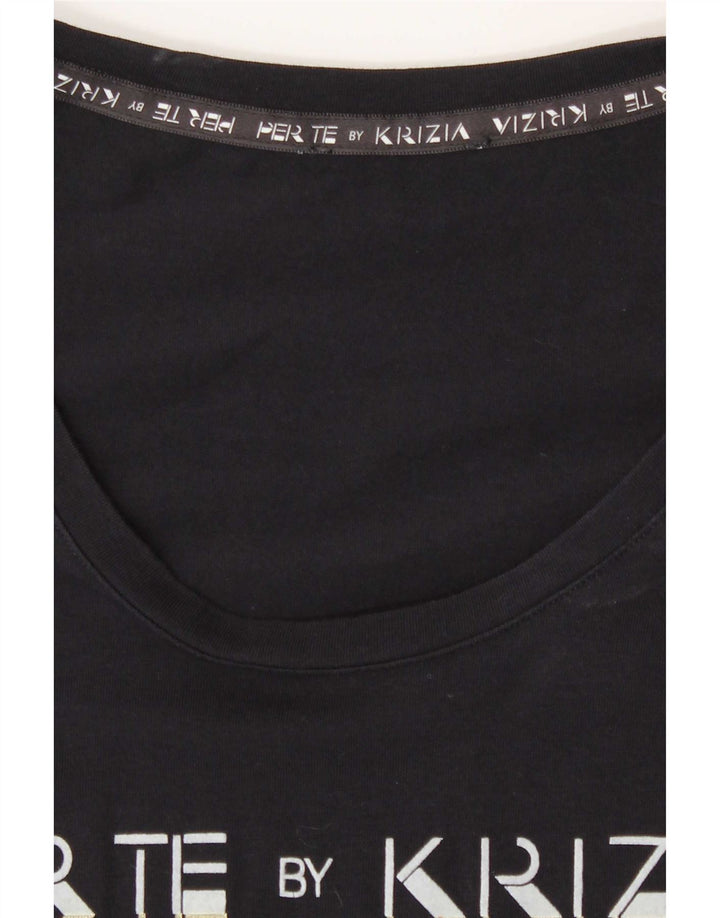 T-shirt grafica regolare da donna Perte by Krizia Top UK 12 Medium Navy Blue