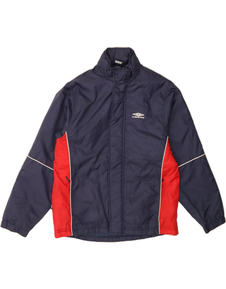 UMBRO Boys Windbreaker Jacket 10-11 Years Medium Navy Blue Colourblock Vintage Umbro and Second-Hand Umbro from Messina Hembry 