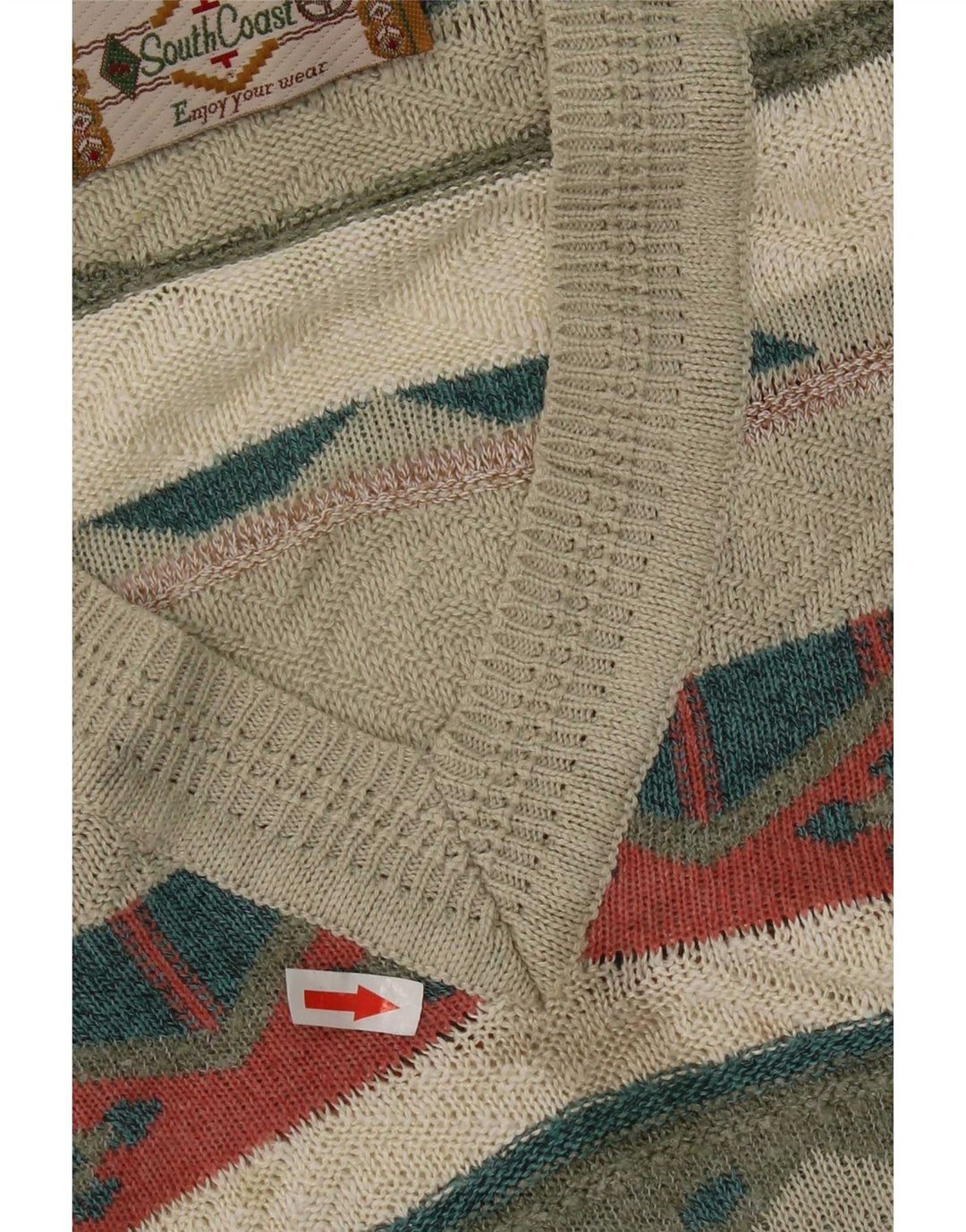 Maglione maglione vestibilità regolare da uomo della South Coast, grande retrò geometrico beige