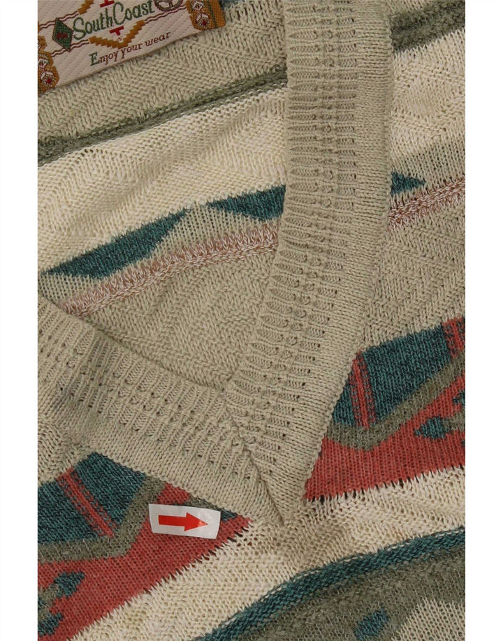 Maglione maglione vestibilità regolare da uomo della South Coast, grande retrò geometrico beige
