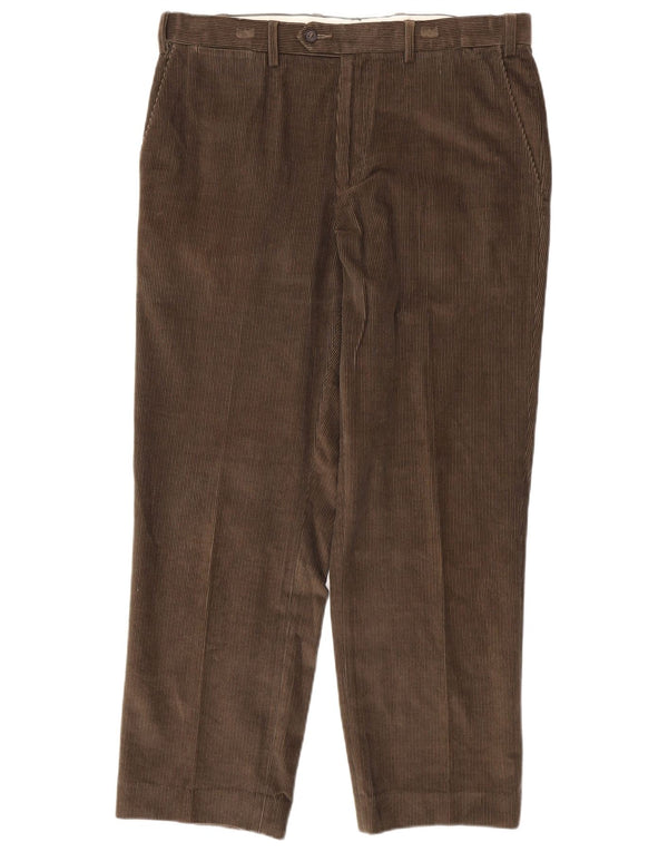 MARKS & SPENCER Pantaloni dritti da uomo in velluto a coste W36 L29 cotone marrone