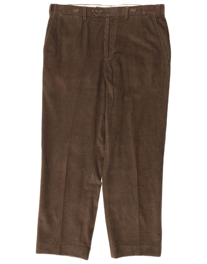 MARKS & SPENCER Pantaloni dritti da uomo in velluto a coste W36 L29 cotone marrone
