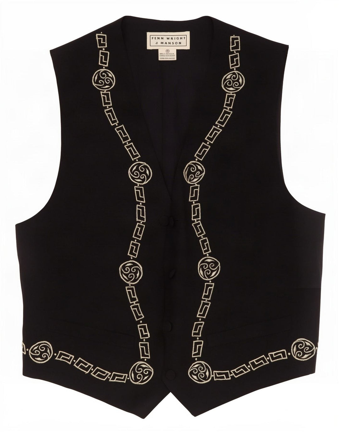 Gilet da donna Fenn Wright Manson UK 10 Small Nero Seta geometrica