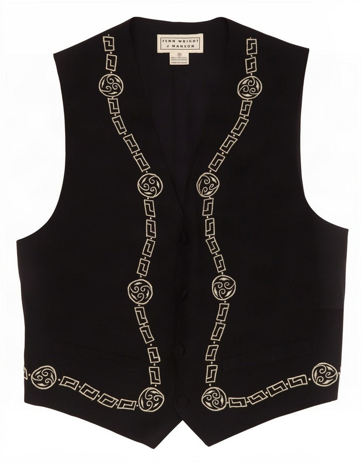 Gilet da donna Fenn Wright Manson UK 10 Small Nero Seta geometrica