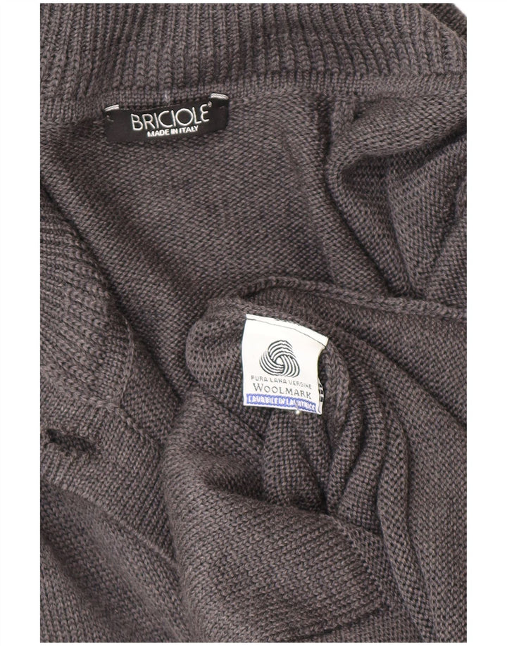 Maglione cardigan lungo da donna UK 14 Lana vergine grigio medio