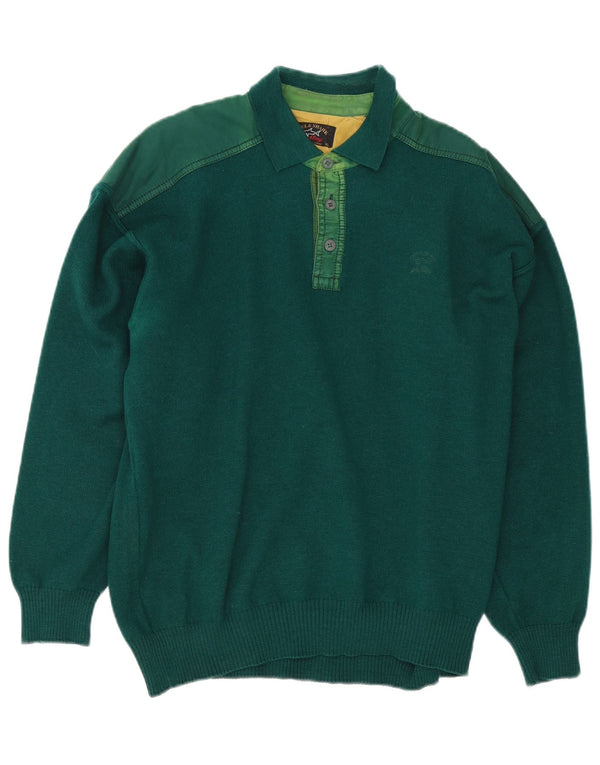Paul & Shark Maglione da uomo con collo a polo da yachting XL in lana verde