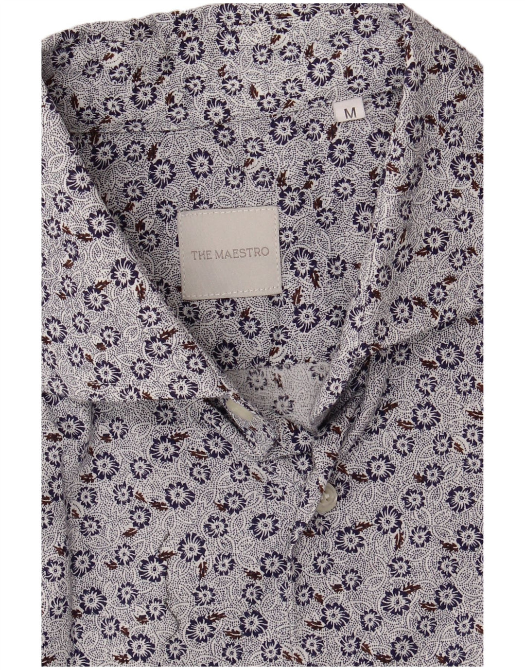 Camicia vintage da uomo blu medio floreale