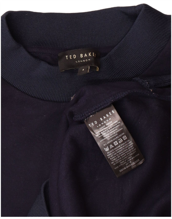 Felpa oversize da donna TED BAKER, maglione taglia 1 XS in viscosa blu navy