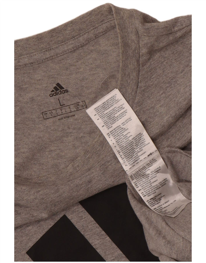 T-shirt grafica da uomo ADIDAS Top grande in cotone grigio