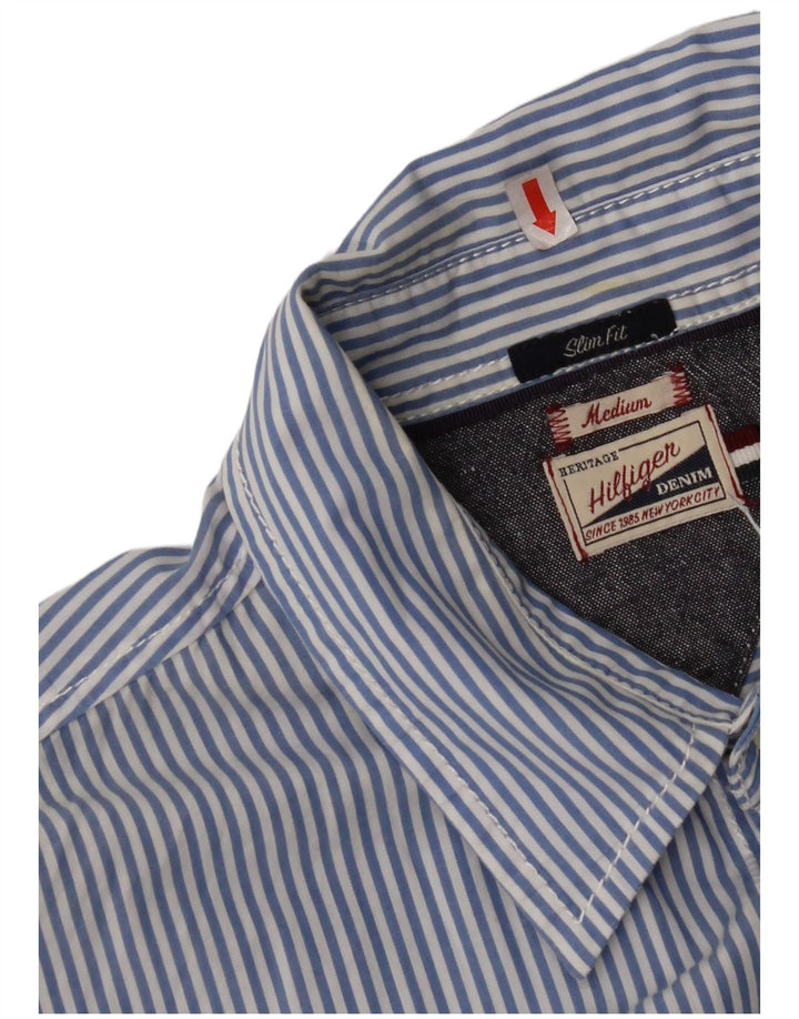 TOMMY HILFIGER Camicia slim fit da uomo in cotone a righe blu medio