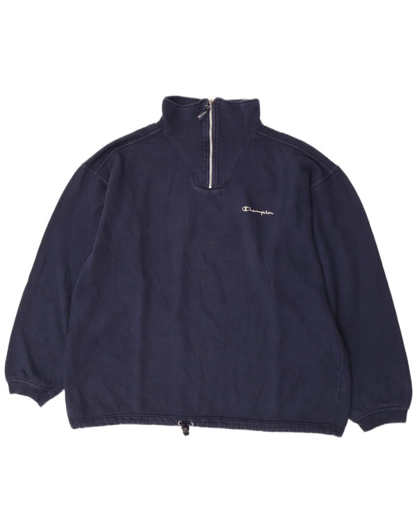 Felpa Champion da uomo con zip e collo, 2XL, cotone blu navy
