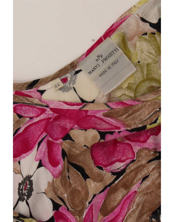 Camicetta senza maniche corta da donna vintage IT 44 floreale medio multicolore