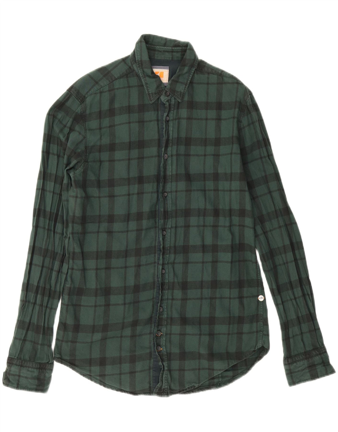 Camicia da uomo in flanella Hugo Boss in cotone a quadri verde medio