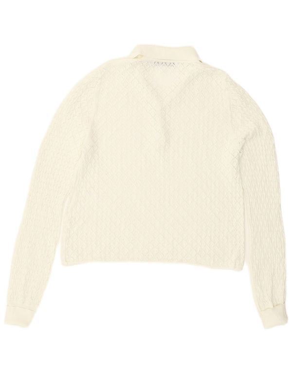 Top corto trasparente da donna Zara manica lunga UK 14 grande bianco