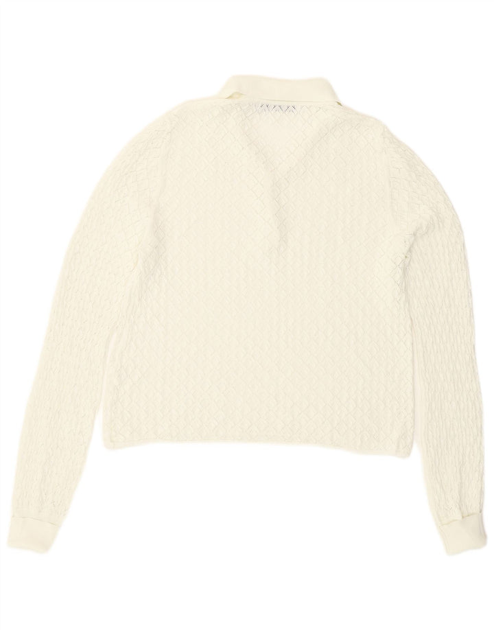 Top corto trasparente da donna Zara manica lunga UK 14 grande bianco